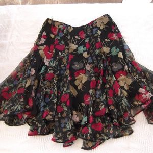 NWT Lauren Ralph Lauren Black Floral Skirt 6P